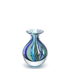 Cá Ca D Oro Small Vase Boho Blue/Green Canes Hand Blown Murano-Style Art picture