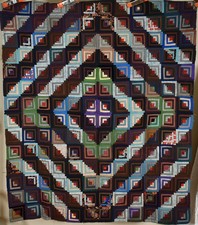 DAZZLING Vintage 1880's Wool Barn Raising Log Cabin Antique Quilt ~Small Pieces picture