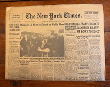 ORIGINAL FEB. 26 1965 NEW YORK TIMES – NEWSPAPER EDITION MALCOLM X ASSASSINATION picture
