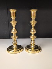 Vintage Pair of BALDWIN Solid Brass Polished Candlestick Holders 7.5