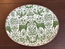 VIETRI VIVA Holiday Oval Platter - Mistletoe Festive Made In Italy - Deer Birds picture
