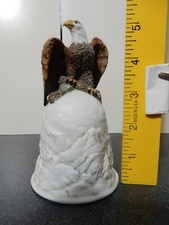 Porcelain Bell with Bald Eagle Figurine and Mountains Scene 5.5 Inches picture