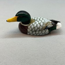 Vintage Hand Painted Wood Mallard Duck Decoy Trinket Box Hidden Storage 11 inch picture