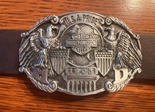 Vintage USA Pride Harley Davidson  Buckle w/ English Bridle Or Buffalo Leather picture