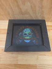 Harley Davidson Till Death Do Us Part Spider Skull Vtg Wall Art Carnival Glass ? picture