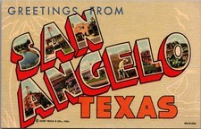 Vtg Greetings From San Angelo Texas Linen Postcard Curt Teich C.T. Art-Colortone picture