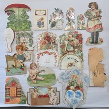Vtg Antique Mixed Lot 16 Some Pull Down Victorian Valentines Honeycomb Germany picture