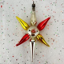 Antique 1920's - 1930's German Fantasy Six Point Star Glass Double Indent 4.5