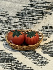 Vintage Tomato Salt & Pepper Shakers With Basket picture