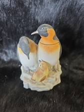 JWD14 VTG Penguin Family Ski Country Whiskey Decanter Empty 2oz picture