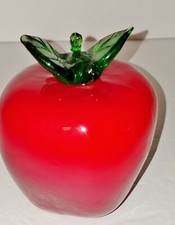 VINTAGE Hand Blown Red Glass Apple Paperweight  picture
