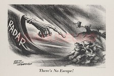 1945 WWii AMERICA PENCIL DRAWING RADAR WAR COMIC CARICATURE PROPAGANDA Postcard picture