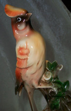Vintage Hand Painted Porcelain Female Red Cardinal Bird Figural Planter Vase picture