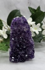 Natural Uruguay Amethyst Druzy Crystal Freeform w Agate Cut Base Display Specime picture