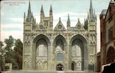 Peterborough Cathedral West Front England Westgate Series Antique Postcard picture
