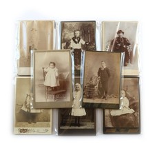 5 Antique Cabinet Cards - Victorian Boys & Girls Lot - Child Studio Portraits picture
