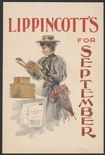 Photo:Lippincott's for September 1894 Magazine Cover Woman Reading picture