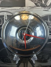 Vintage 1960s Fiat Chrome Hubcap Wall Clock Custom Italian Garage Art Man Cave picture
