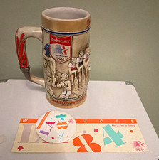1984 LA Olympics Lot: Budweiser Stein, Pin & Polish Welcome Bumper Sticker picture