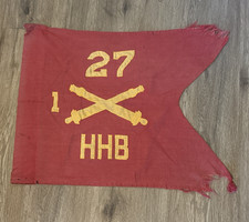 Vtg US Army Swallowtail Guidon Pennant Flag  HHB 1st Battalion 27 Field Cannons picture