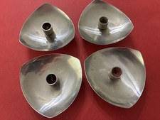 Four Stelton Stainless Denmark triangular taper candle holders Danish MCM picture