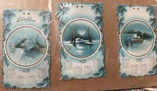 1912 Golden Hours Calendar Cards Set 3 Winter Landscape Antique Embossed picture
