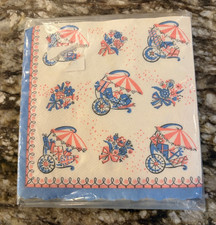 VTG Baby Shower Paper Napkins SEALED Pink Blue Brownie Tissue Linens picture