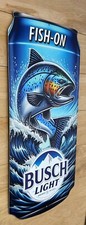 Busch Light Fish-On Salmon Can Sign - Size: 13.25 in X 28 in X  ⅛ in. picture