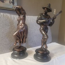 Pair of German/ Austrian Large Statues, Late Art Deco, Pastoral, Man and Woman picture