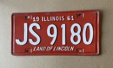 1961 Illinois License Plate JS 9180 picture