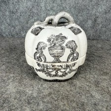 Antique United Wilson Porcelain Hand Painted Pumpkin Shape Trinket Box 1897 picture