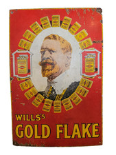 Vintage Wills's Gold Flake Cigarettes Advertising Sign Metal Tobacco Antique picture