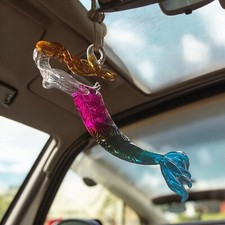 Mermaid Hand Blown Glass Figurine,Rear-view Mirror Car Accessories, Garden Decor picture