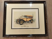 VTG Soicher Marin Framed Art, CLASSIC CAR Lithograph, Isotta-Fraschini 1911 picture