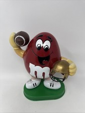Vintage 1995 M&M's Red Peanut Football Player with Gold Helmet Candy Dispenser picture