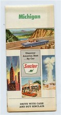 Sinclair Oil Company Michigan Map Rand McNally 1966 picture