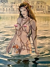 •MILO MANARA Signed Print•   “Ischia (Angelina Jolie)” picture