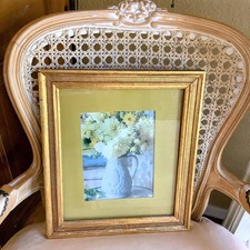 Vintage Picture Frame Wood Antique Gold With Glass Farmhouse Cottagecore Gilded picture