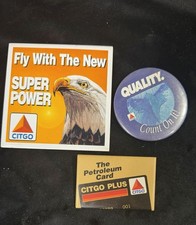 Vintage 1990s CITGO Advertising Pin Button Coaster Lot Eagle Gas Oil Petroleum picture