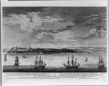Photo:Quebec City Quebec Canada 1700s Harbor Ships Engraving picture