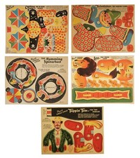 1947 Post Cereal Premium Circus Panel Set (5) Vintage Punch-Out Advertising VGEX picture