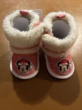 DISNEY Pink MINNIE MOUSE BABY GIRL SHOES LITTLE Plush Booties BNIB 0-3months picture