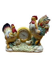 Fitz And Floyd Ricamo Rooster Clock Porcelain Multicolor Kitchen Decor picture