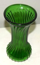 Vintage Hoosier Green Glass Vase Green Swirl Glassware Florist Home Décor Flower picture