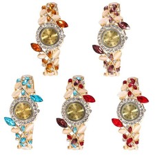 Women 5 Pack Luxury Watch Bracelet Diamond Flower Lady Retro Wholesale Wrist ... picture