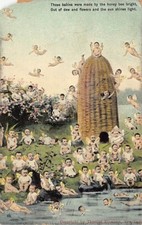 Postcard: Flying Babies Made by Honey Bees, Theodor Eismann DB Posted 1908, Rare picture