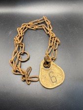 Vintage Plastic Cow Neck Tag No 6 Livestock Cattle Marker Identification Chain picture