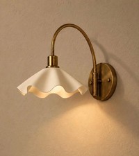 Mid Century Modern Brass Wall Sconce Scalloped Bathroom Vanity Light Wall Lamp picture