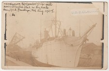 1907 USS Glacier Refrigerator Ship Brooklyn Navy Yard Great White Fleet RPPC picture