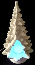 Vintage 1978 Sittre Ceramics Blue & White Ceramic Christmas Tree Lighted Display picture